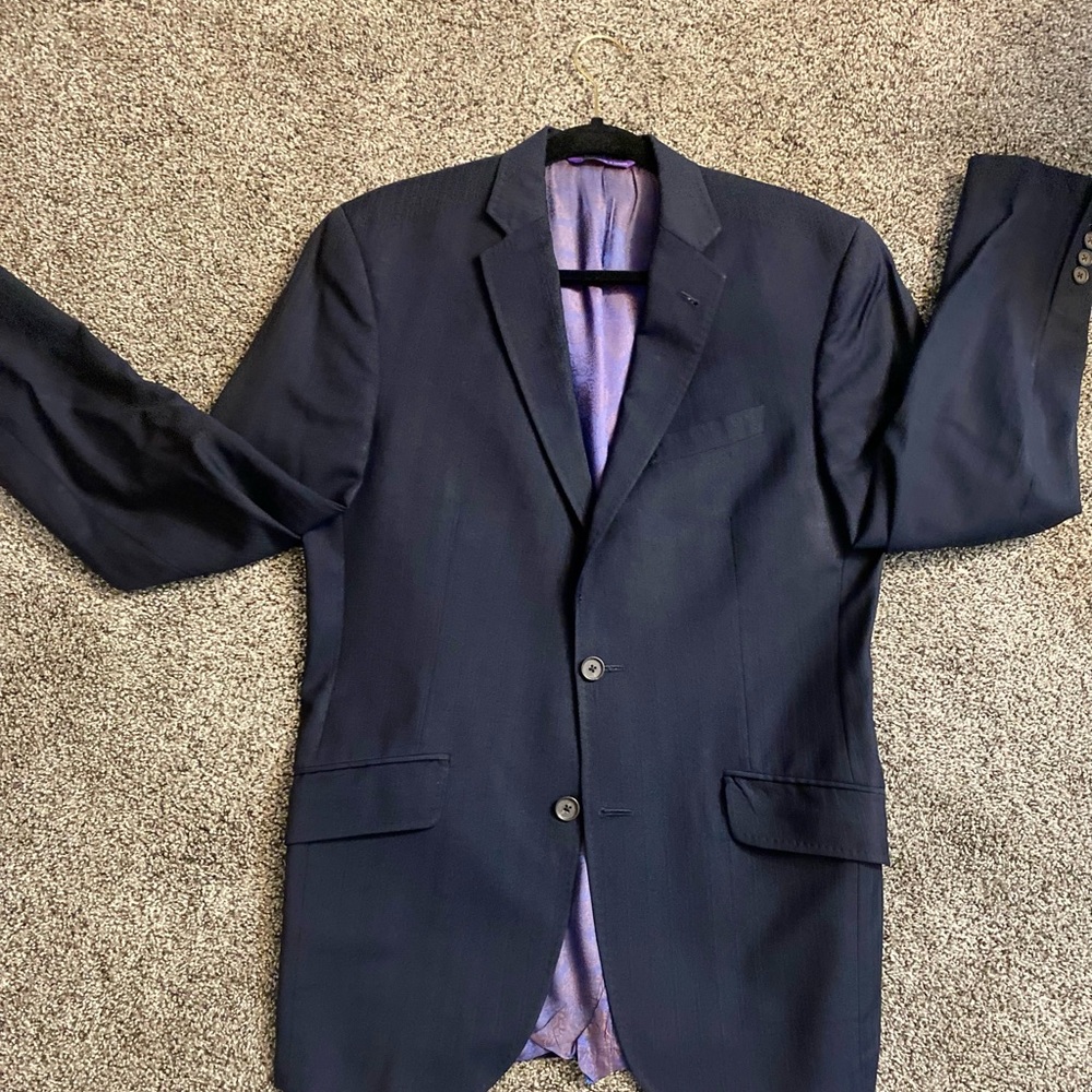 Ted Baker Endurance 38R Blue Sport Coat with Notched Lapels and Elegant Lining
